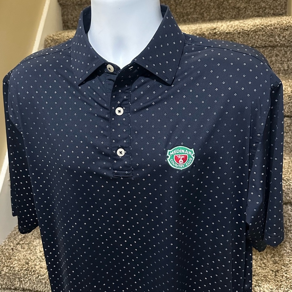 FootJoy Navy Blue Microdot Golf Polo with Medina Crest